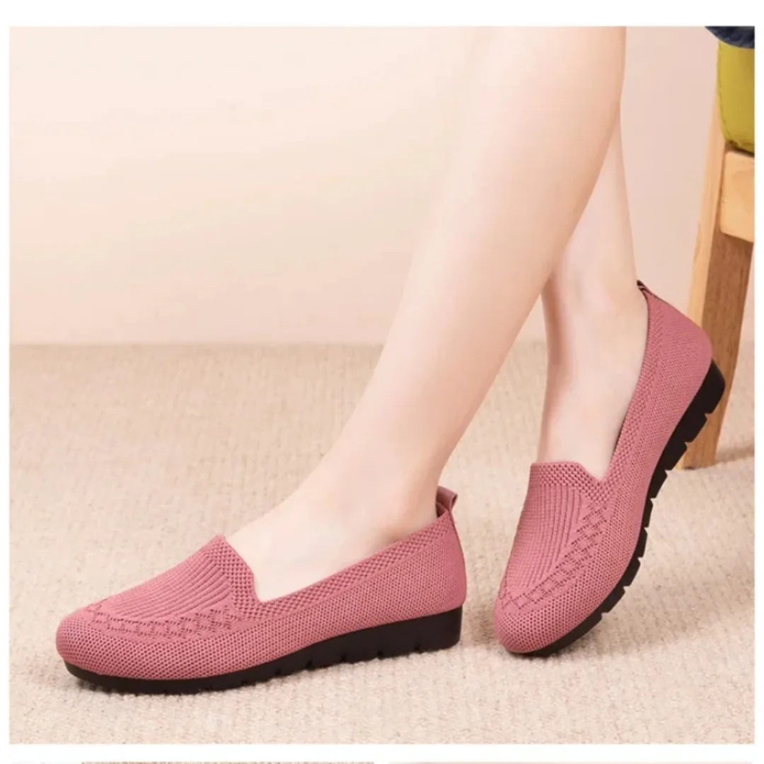 Zapatos informales para mujer, zapatillas planas transpirables de malla de verano, cómodas y ligeras, mocasines sin cordones, Zapatillas para mujer