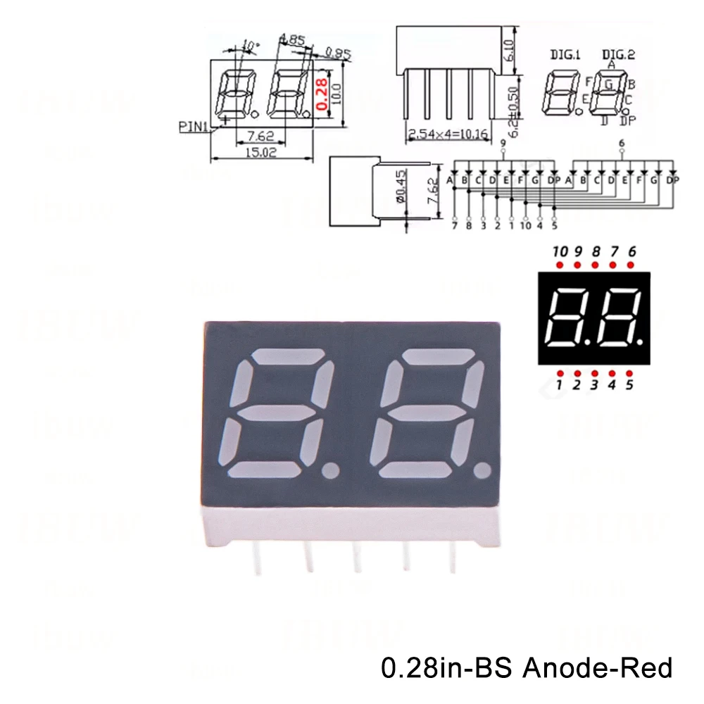0.28inch LED Display 7 segment 3 4 0.28inch 1 2 Digital tube Common AnodeCathode Red Bit digital Tube