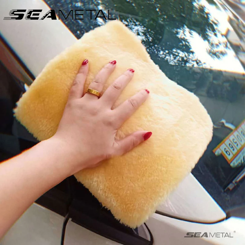 SEAMETAL Car Wash Plush Towel Cleaning Drying Car Polishing Cloth Soft Edgeless Detailing Waxing Towel 25x25CM Car Wash Supplies