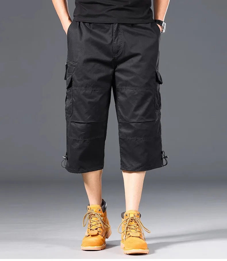 Sommer Herren Cargo-Shorts Lose Lässige Knielange Hosen Elastischer Bund Übergröße Outdoor Jogging Taktische Capri-Hosen – Detail 15