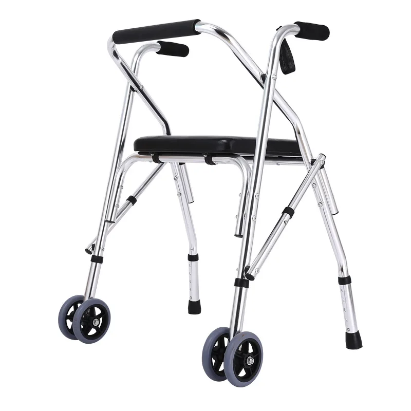 

Walker Elderly Disabled Stainless Steel Pulley with Seat Rehabilitation Exercise Equipment Height Adjustable Comfortable Walker