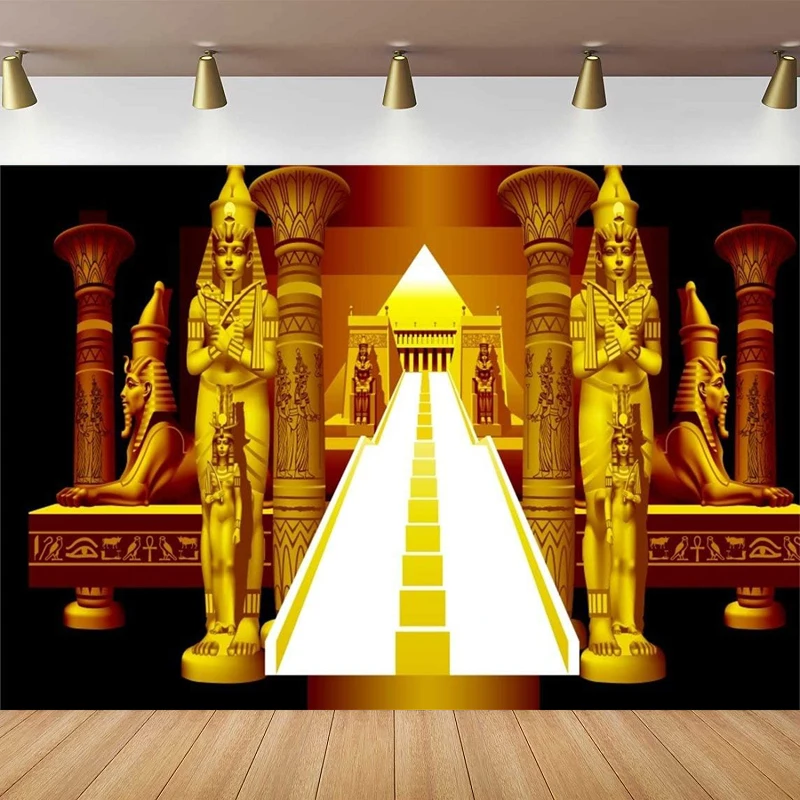 Golden Egyptian Pharaoh Photography Backdrop Abstract Pyramid Stairway Background Egypt Queen Religion History Culture Photo