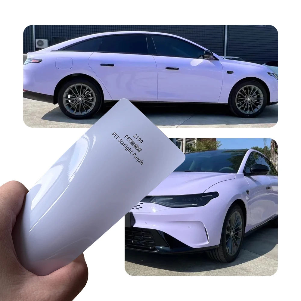 Super Bright Star Dusty Purple Full Car Wrap Vinyl PVC PET Auto Body Sticker Color Changing Film Roll Paint Protection 1.52X18M