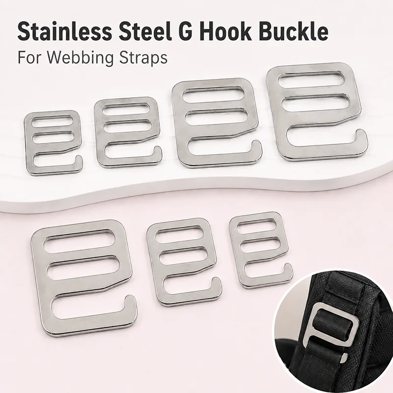 

10/20Pcs 16-31mm Stainless Steel G Hook Buckles Tri-Glide Adjuster Clasp for Backpack Luggage Strap Outdoor Webbing Clip Parts