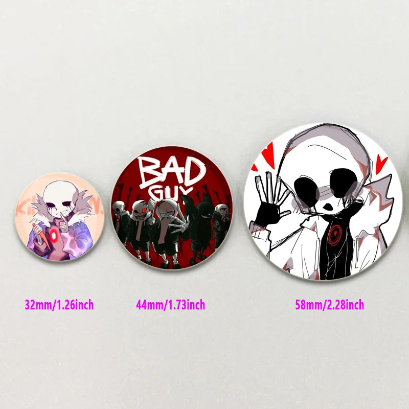 Killer Sans HD Print Brooches for Backpack Anime Figure Pins Cartoon Cosplay Badge Accessories Clothes Decoration Handmade Gift