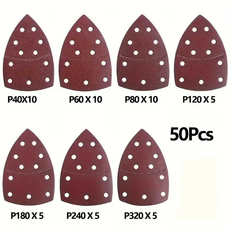 50 sheets of sandpaper - 40-320 mixed gravel, mouse sander 11 holes - perfect for precision machining and polishing jobs!
