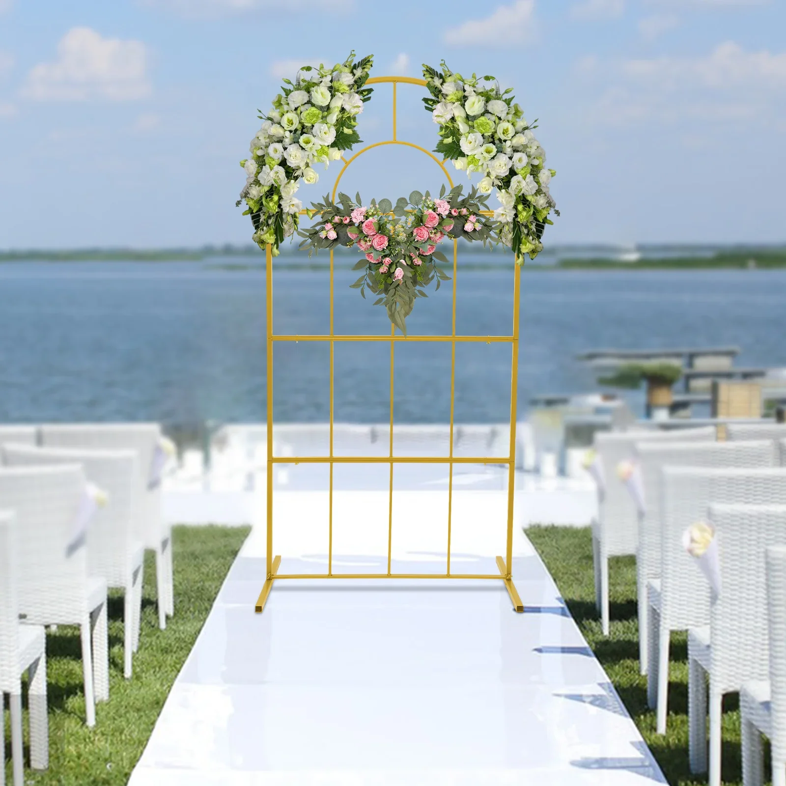 

Gold Arch Wedding Flower Stand, 100*50*200cm DIY Romantic Decoration Iron Stand，​ for Weddings, Birthday Parties, Christmas