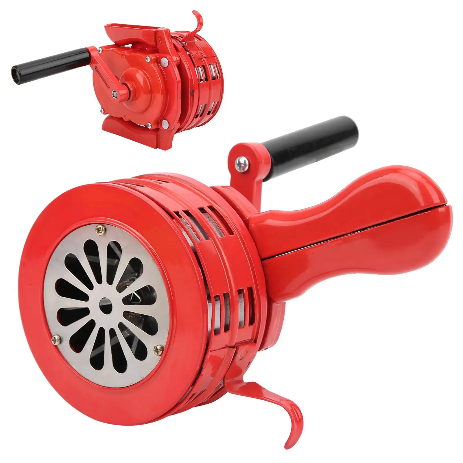 1Pcs Red Hand Crank Siren Metal Housing Hand Operated Manual Operated Siren Portable Compact Design 120DB Sound