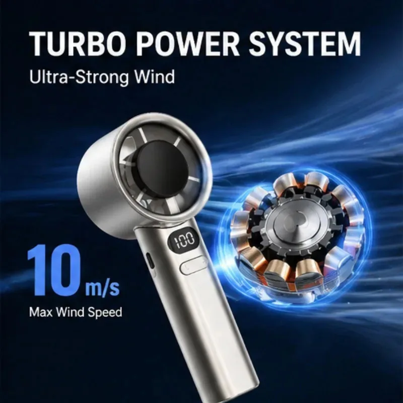 

Summer Turbine Mini Electric Fan With Infinite Speed Regulation Usb Charging Long-lasting Battery Life Portable Outdoor Cooling