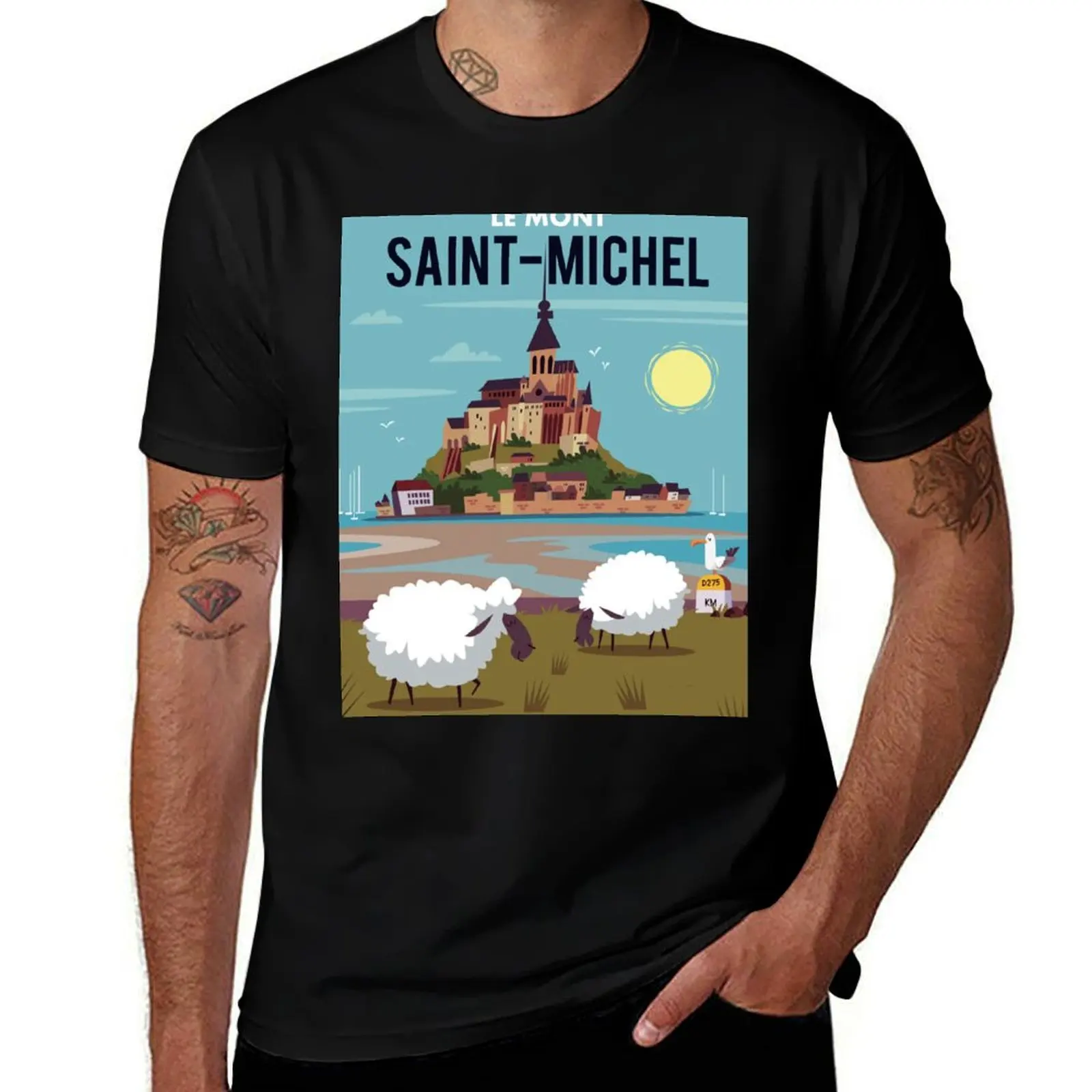 

Le Mont Saint Michel poster T-Shirt summer 2025 oversized graphic tee Men's t shirts