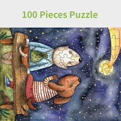 100 Pieces Jigsaw Puzzle Assembling Picture Cartoon Animals See the comet Decompression Puzzles Toy Educational Gifts