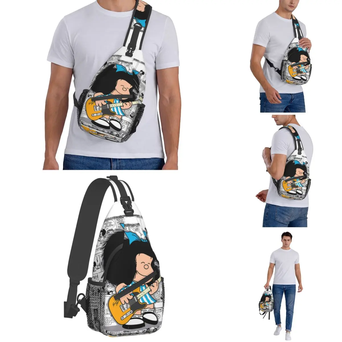 Mafalda Anime Plaid kleine Schulter taschen Brust Cross body Schulter Rucksack Reise Wandern Tages rucksäcke Kawaii Cartoon Mode Schulranzen