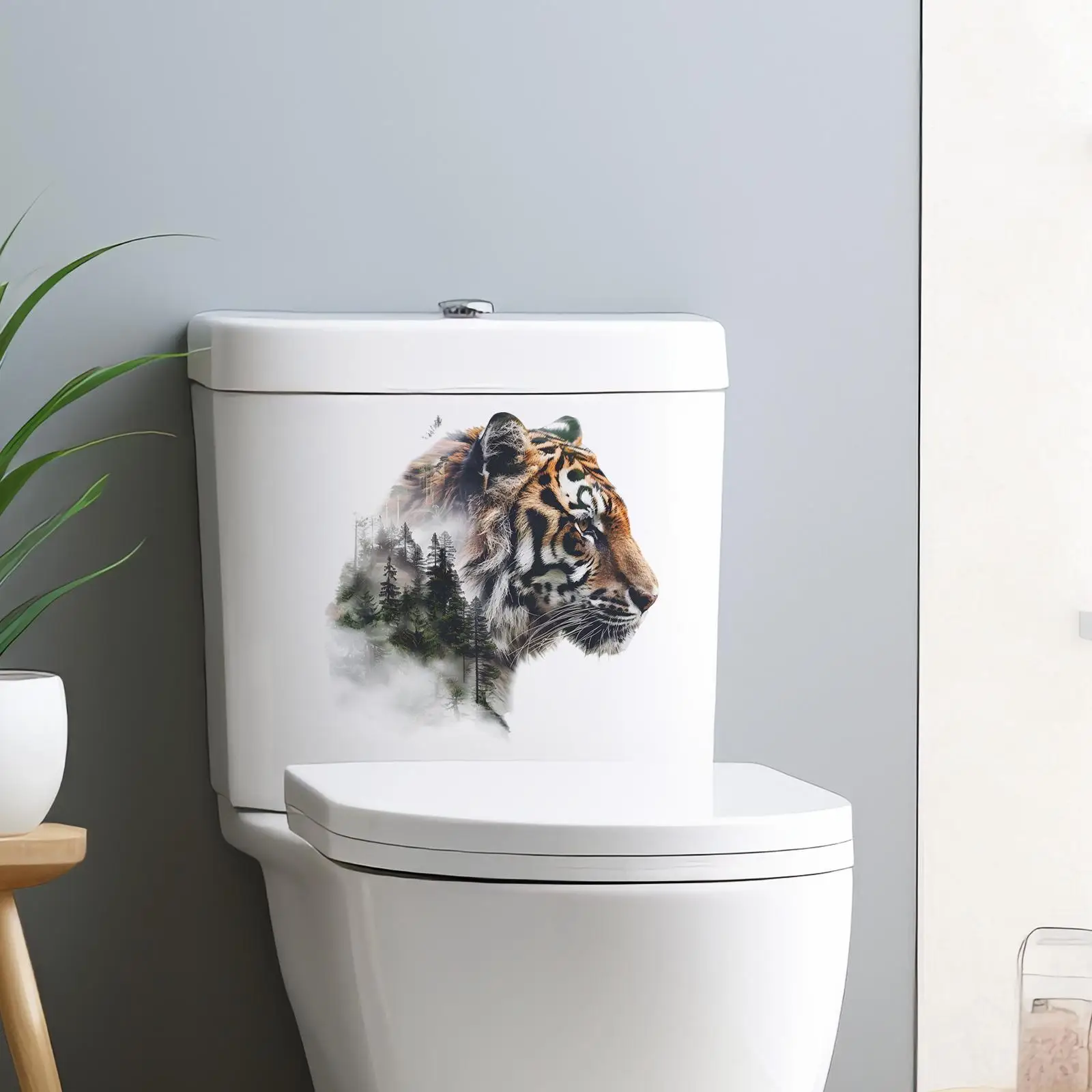 Toilet Sticker Wall Mural Tiger Wall Sticker for Game Room Windows Home