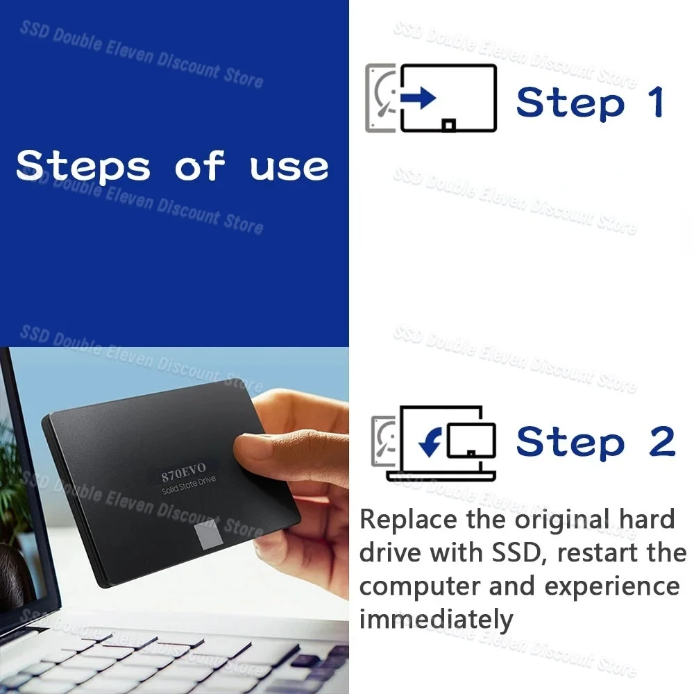 2024 ใหม่ 870 EVO 1TB 2TB 4TB 8TB ไดรฟ์ Solid State ภายใน 2.5 นิ้ว SSD SATA 3.0 Hard Disk สําหรับแล็ปท็อปเดสก์ท็อป MLC PC PS4 PS5