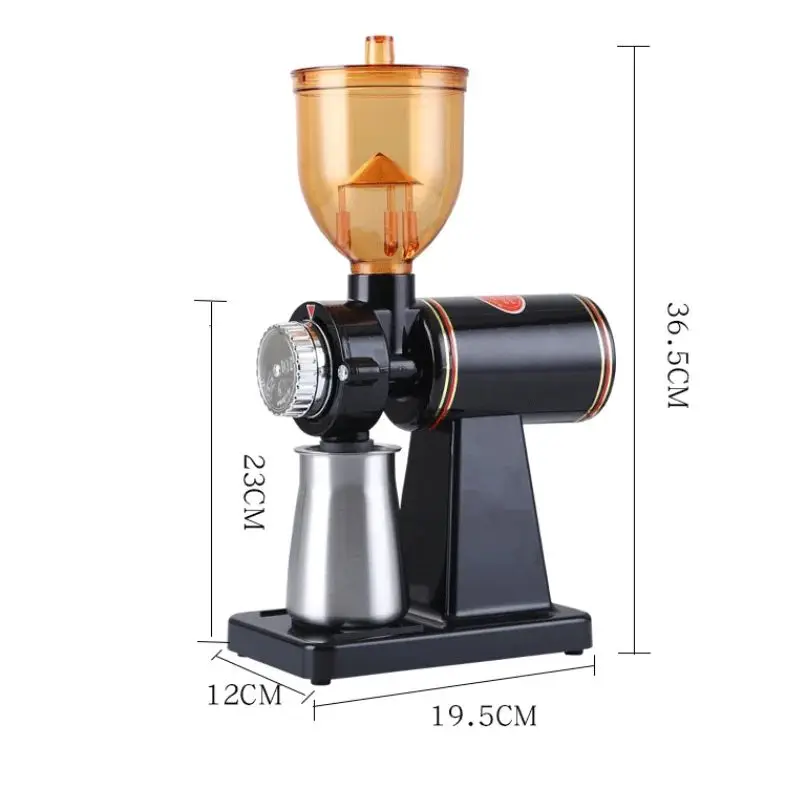 220V Electric Coffee Grinder Stainless Steel Coffee Beans Grinder Automatic Detachable 8 File Adjustable Plane Burr Grinder