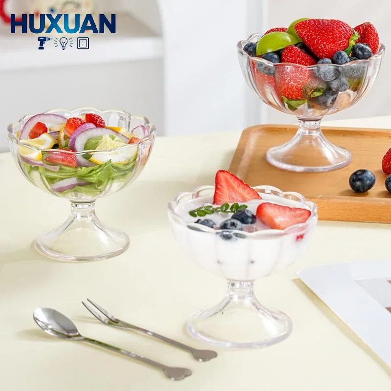 Clear Acrylic Footed Cup Elegant Design for Ice Cream Pudding and Yogurt