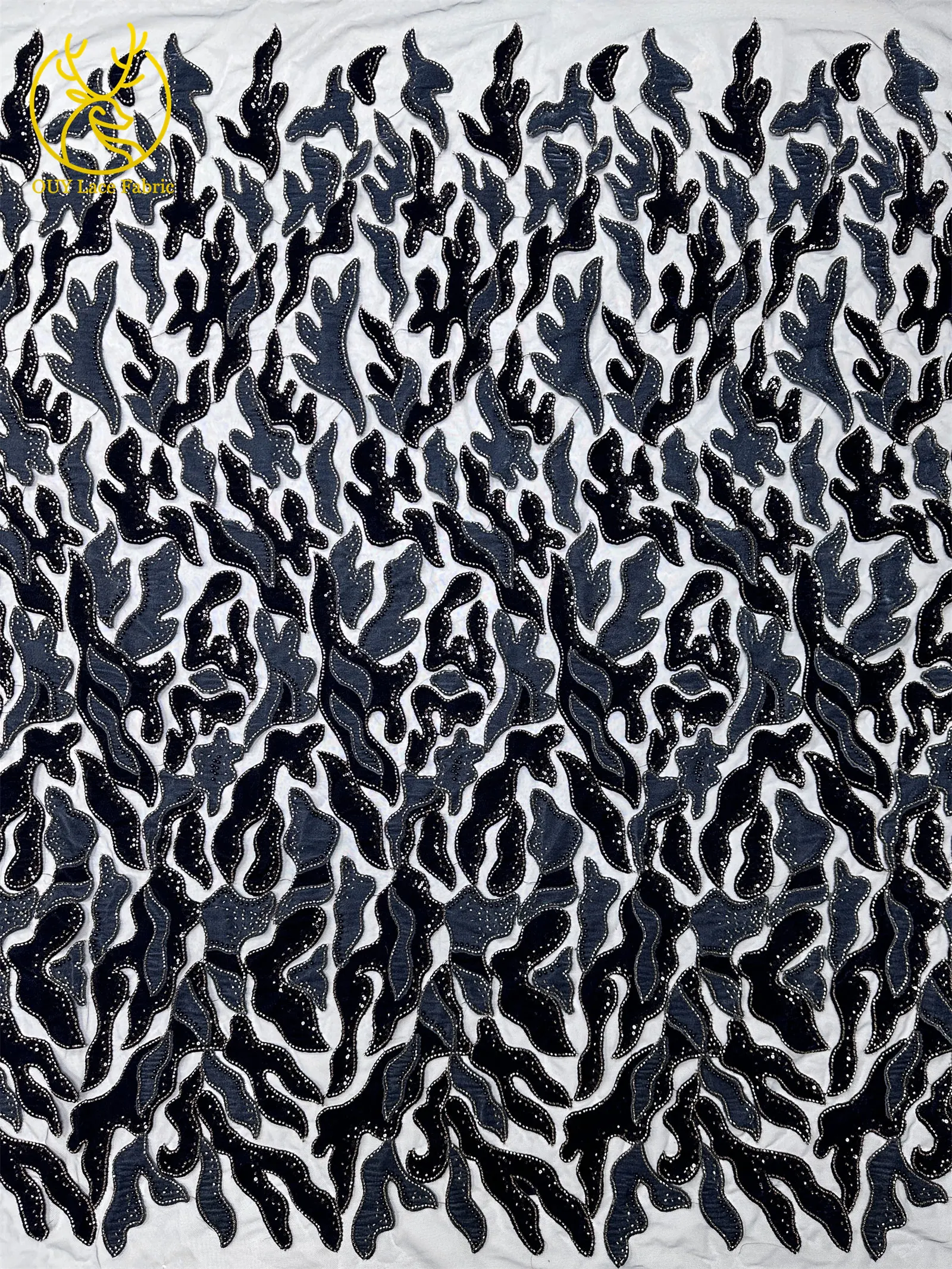 Roter Samtstoff mit Perlen und Pailletten, Spitzenstoff 2026, eleganter bestickter Tüllstoff für Bräutigam, französisches Hochzeitskleid, Abendkleid, zum Nähen, 5 Yards – Detail 6