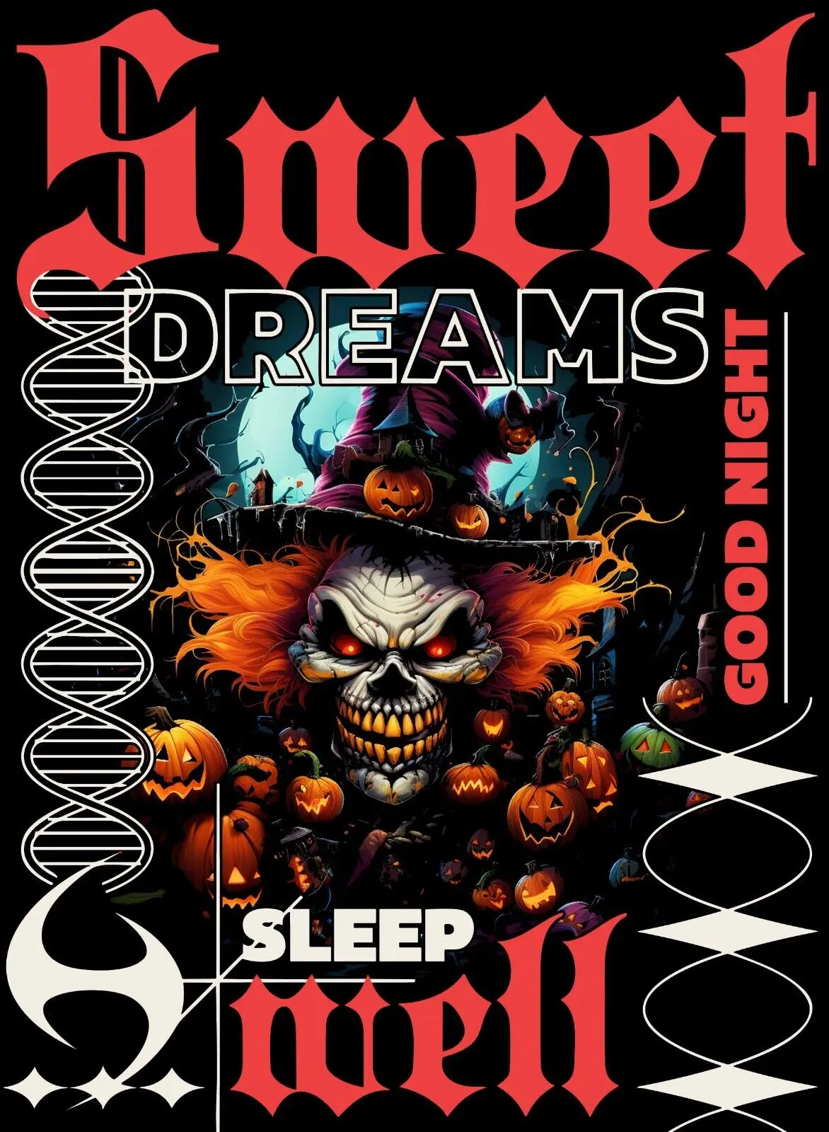 Graphic Sweet Dream Sleep Well Halloween Skull Tee Shirt Big Tall Pro Club Shaka