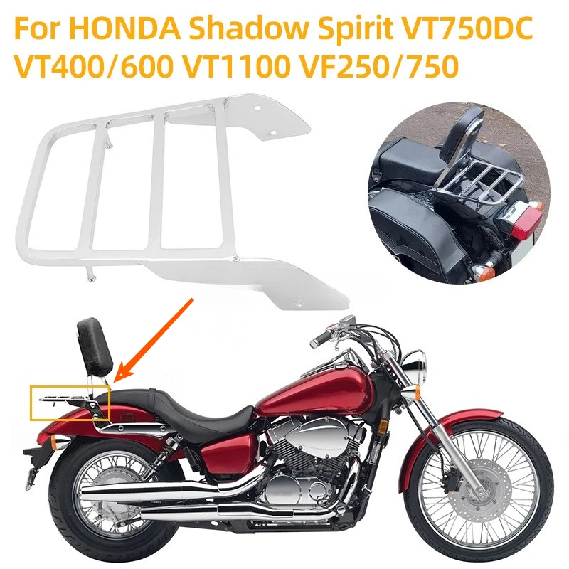 

Motorcycle Rear Luggage Rack Solo Seat Sissy Bar For Honda Shadow Spirit VT750DC VT400 VT600 VT1100 VF250 VF750 Chrome