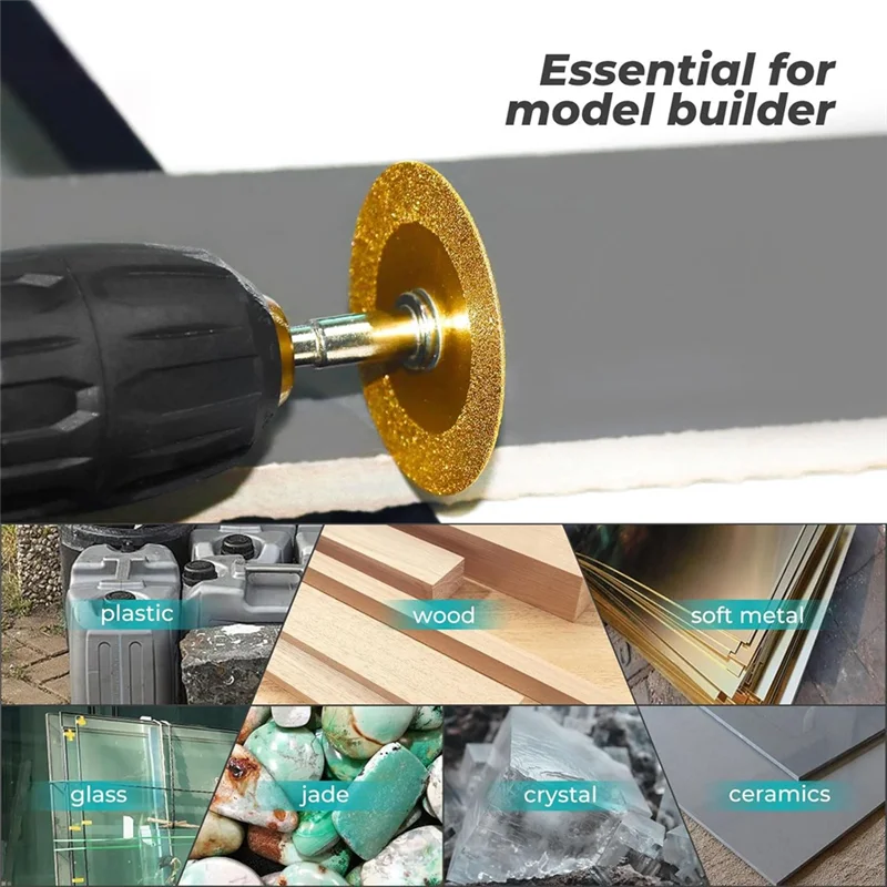 

J1UL1N 1/4 дюйма шестигранный хвостовик с 2 шт. алмазным отрезным лезвием для резки труб из ПВХ, отрезной диск для мини-очков для резки стекла