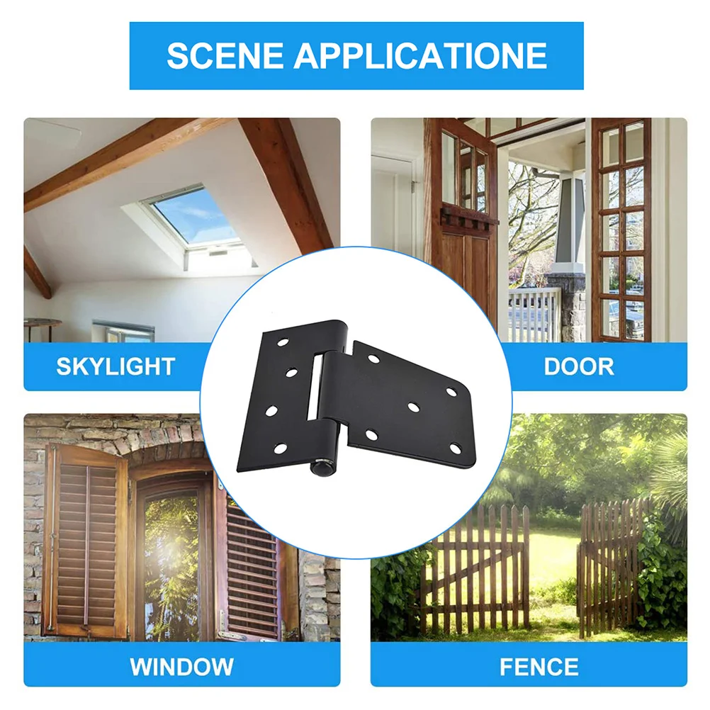 

4pcs Black Barn Hinges Square Heavy Duty Gate Hinges Metal Shed Black Door Hinge Fences Hinge For Door Cabinet Use