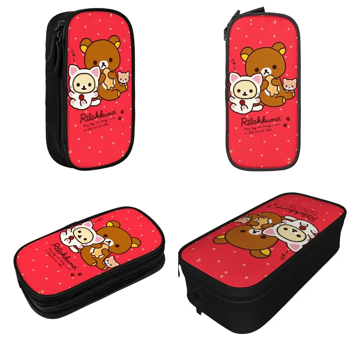 Rilakkuma Cute Cartoon Pencil Case Kawaii Bear Pencilcases Pen Box Student Large Storage Bag School Supplies Zipper Accessories