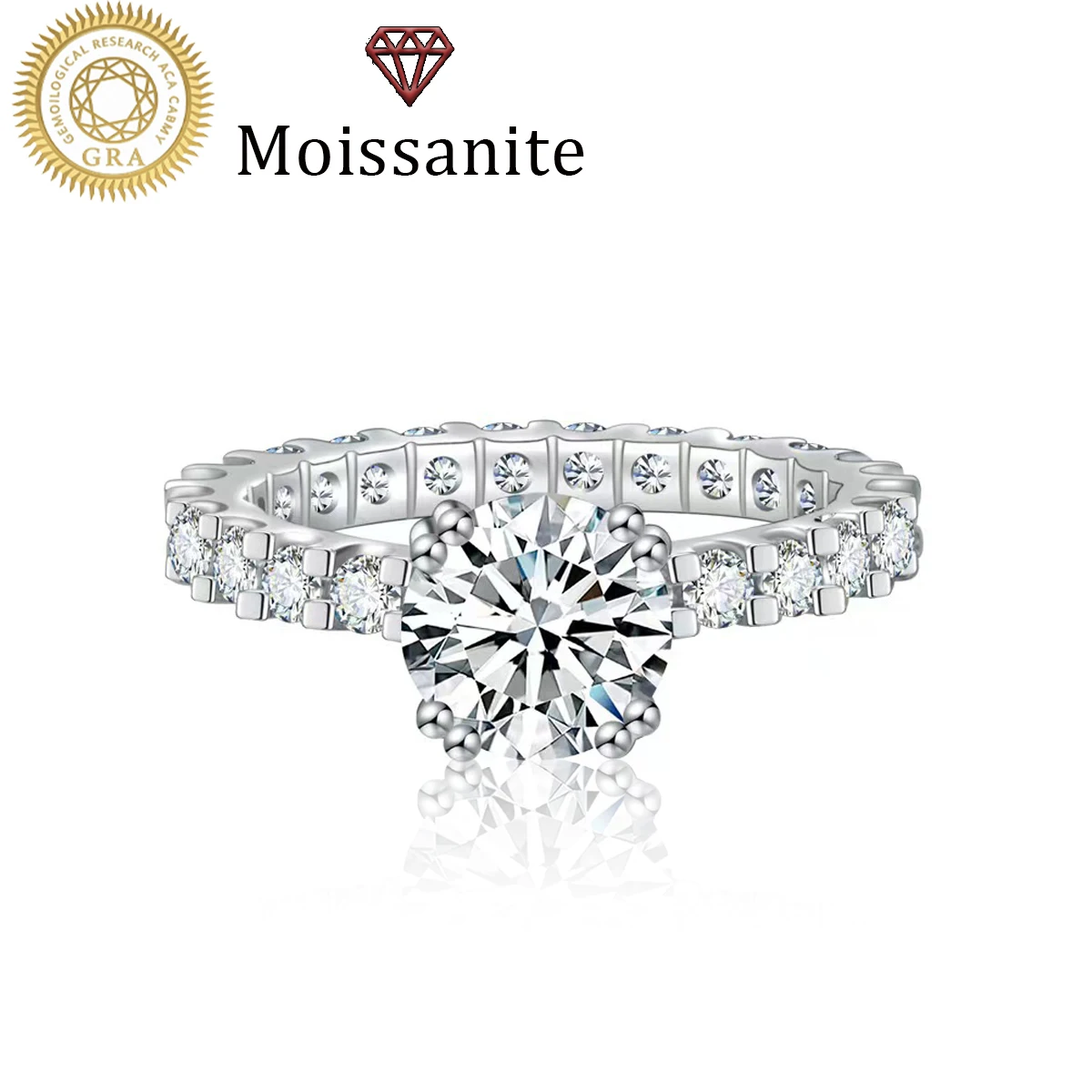 

Женское обручальное кольцо, 1 шт., полностью инкрустированное сверкающими камнями, 3. Серебро 925 пробы, 2-каратный муассанит, роскошный богемный дворцовый стиль, великолепный подарок на помолвку, предложение руки и сердца, годовщину свадьбы, День святого