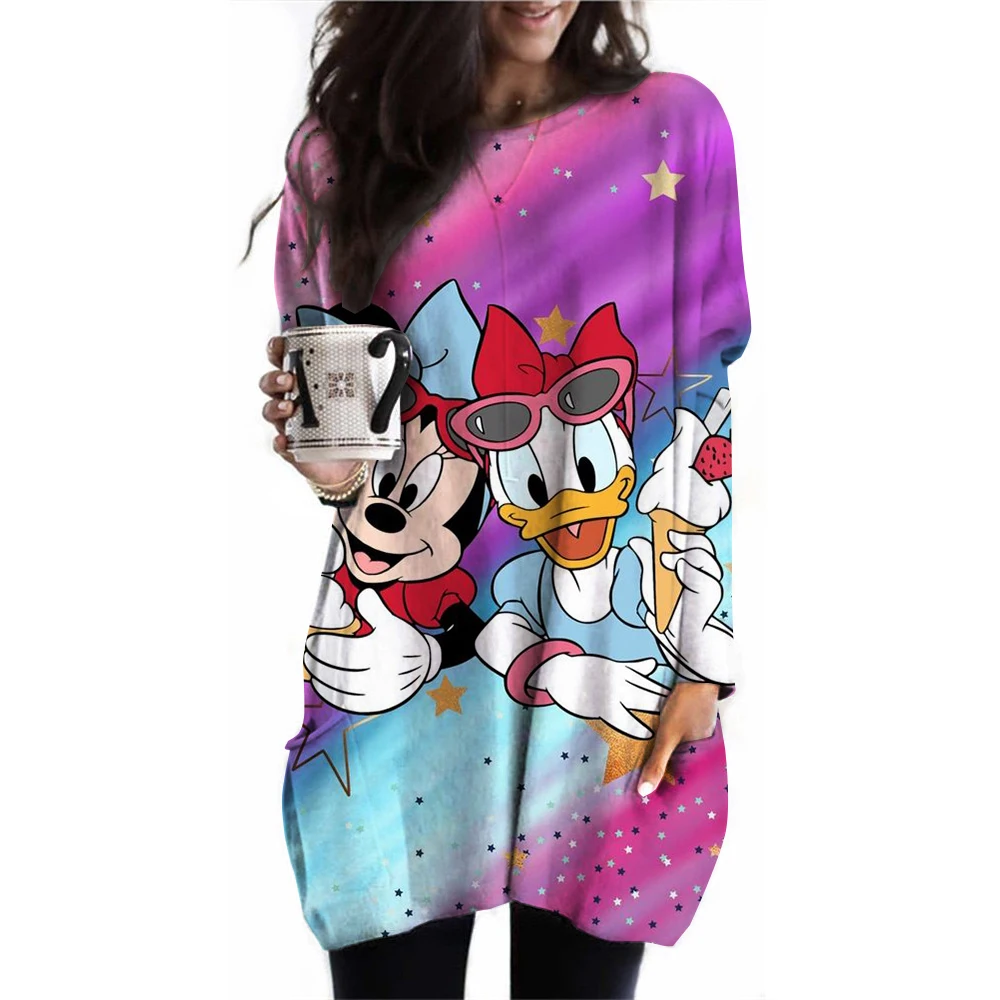 

European and American hot selling urban trend O-neck Disney Daisy women's T-shirt top simple and comfortable plus size pocket