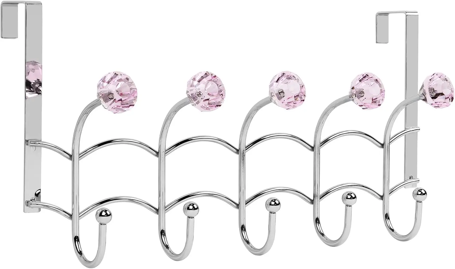 

Наддверный крючок-органайзер из розового акрила и нержавеющей стали, вешалка для полотенец (10 крючков)