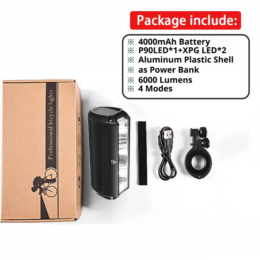 10000LM Fietslicht Voor Fiets Licht Waterdicht 8000mAh 5 * P90 Zaklamp USB Opladen MTB Road Fietsen Lamp accessoires
