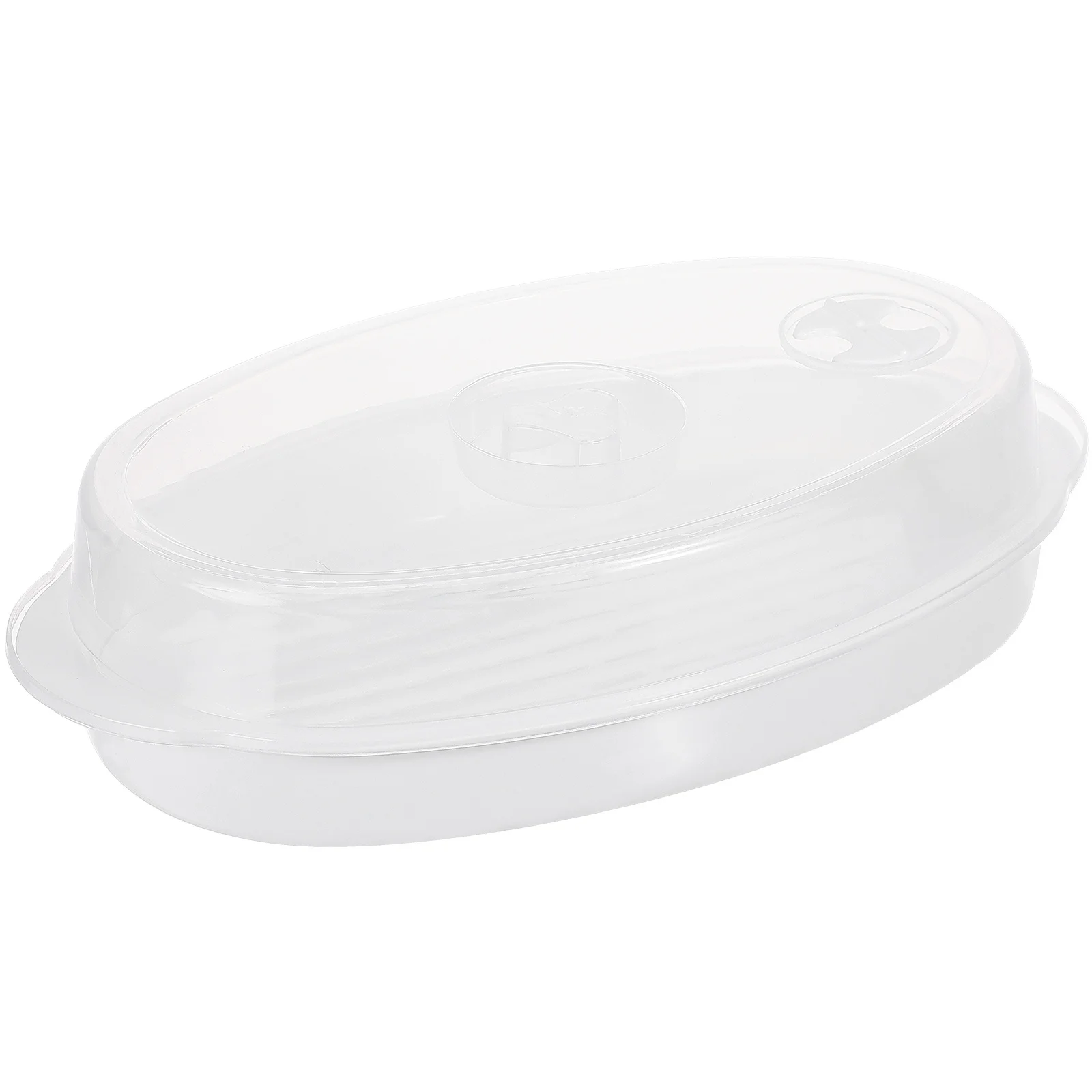 

1Pcs Fish Steamer Plate Microwave Oven White with Vent Cover Leakproof Eco-Friendly Kitchen Food Steamer Basket
