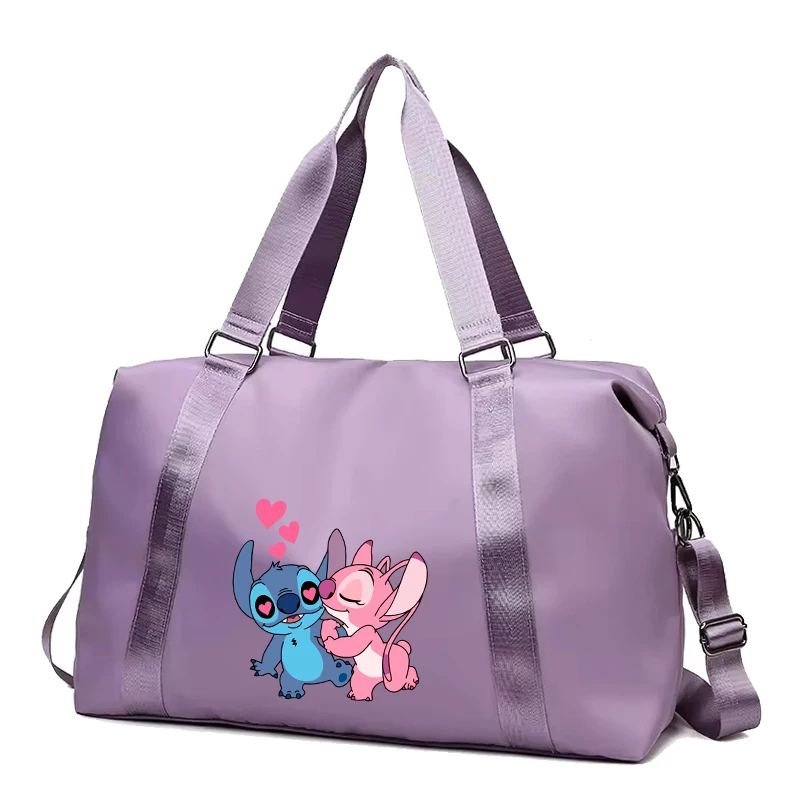 Disney Stitch Cartoon Travel Bag Cute Kawaii Portable Waterproof Shoulder Bags Outdoor Leisure Riding Clothes Organiser Gift New