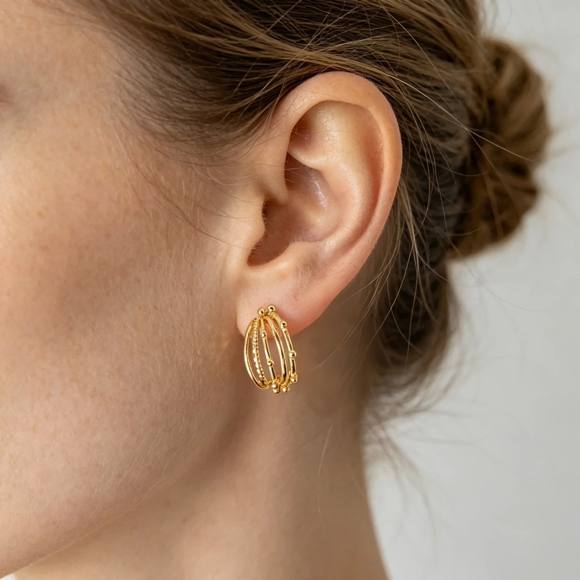 Women's Multi-Layer Stud Earrings – Minimalist 18K Gold-Plated Stainless Steel Earrings, Fashion Jewelry, Christmas Gift