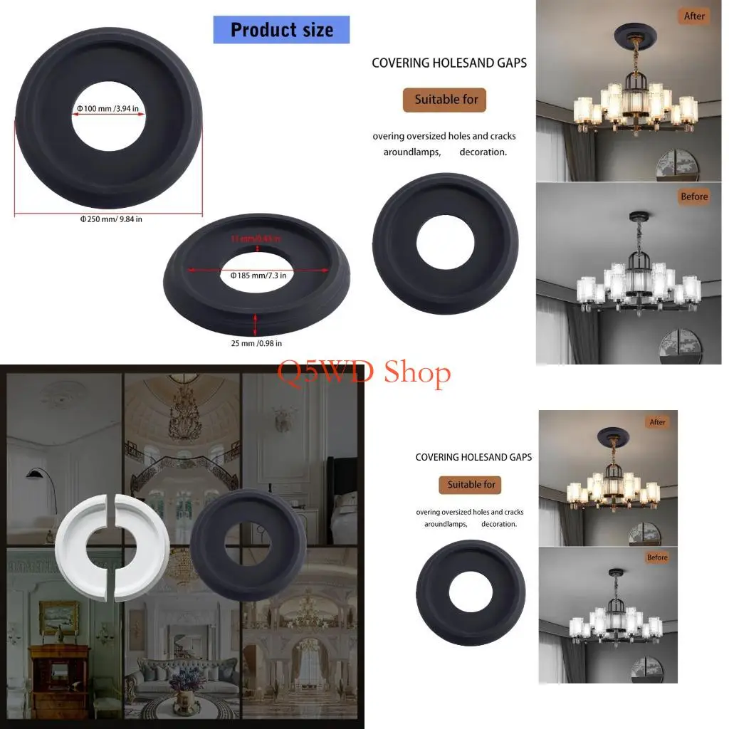 Q5WD Easy Installs Ceiling Fixture Base Plate 10 Inches Diameter 4 Inches Hole Conceals Wire & Mounting Hardware for Light