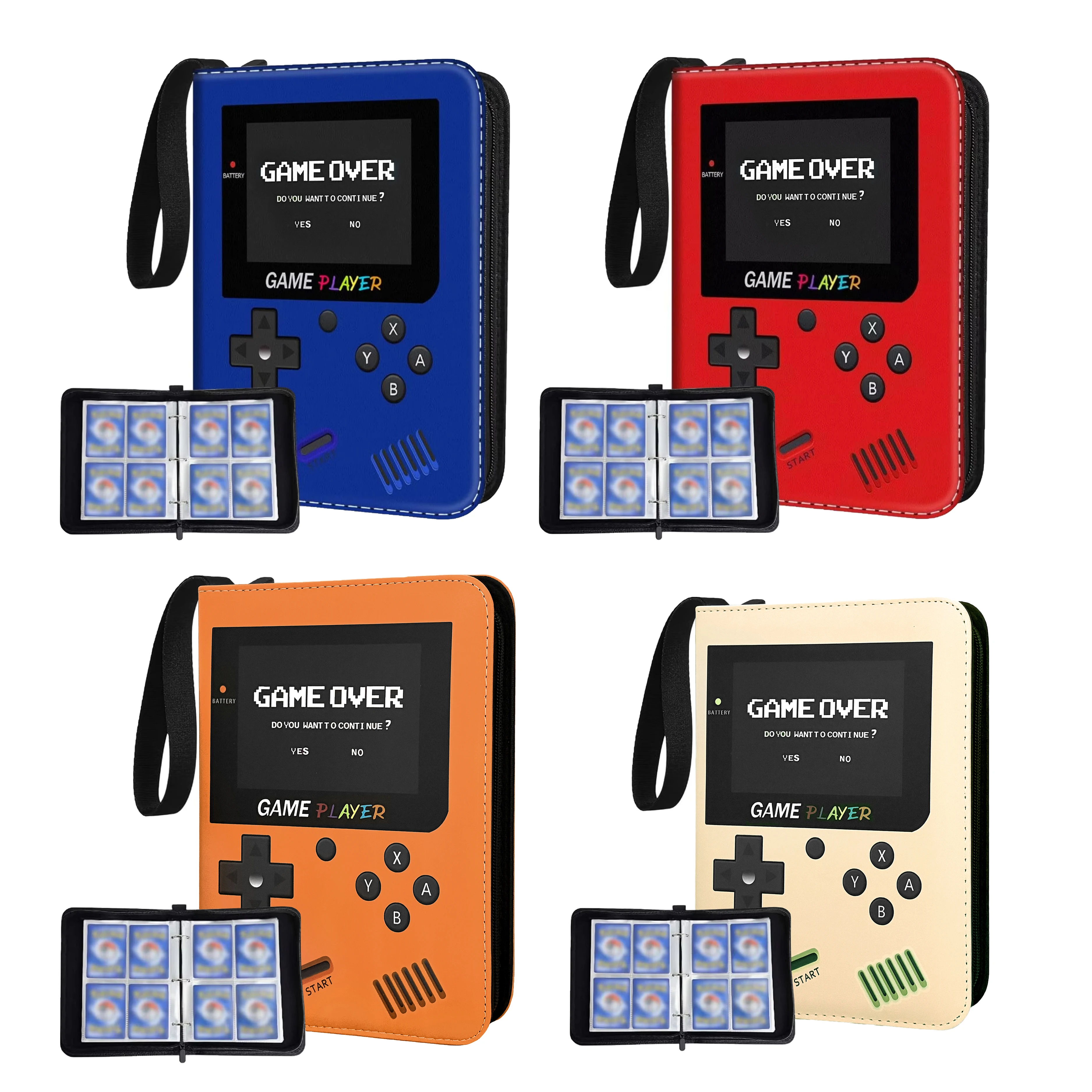 Trading Card Binder 4 Pockets Card Collection Album Fits 400 Cards with 50 Detachable Sleeves Portable Game Card Storage Holder