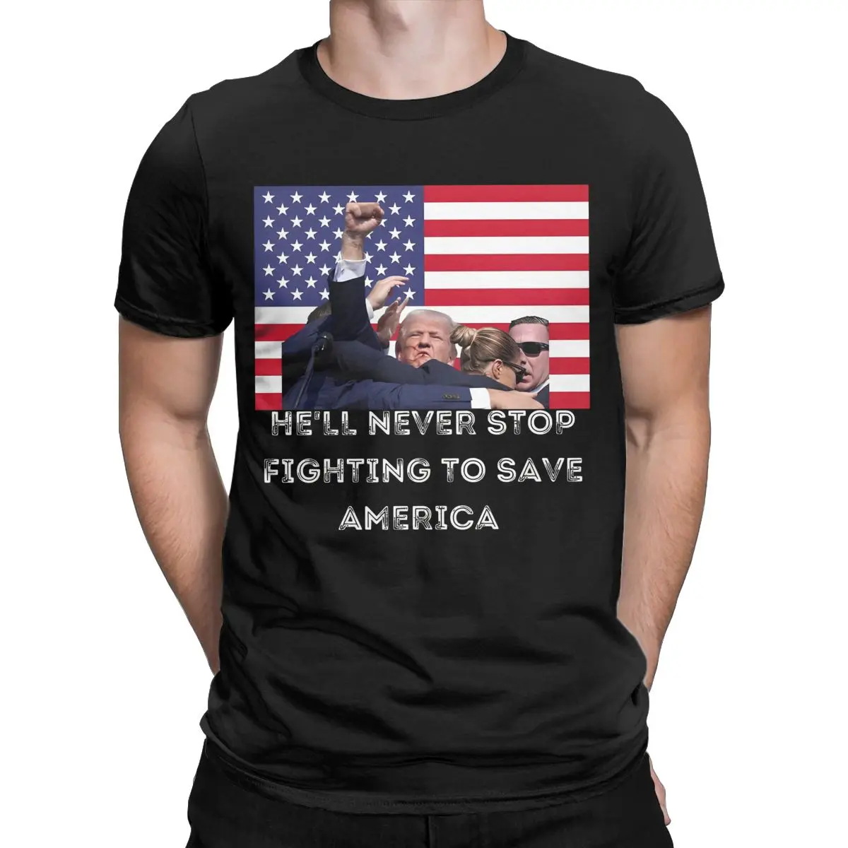 Summer Men Women's Support Donald Trump Rally Shooting T Shirt Outfits Fighting To Save America Cotton Tops T-shirt Tee