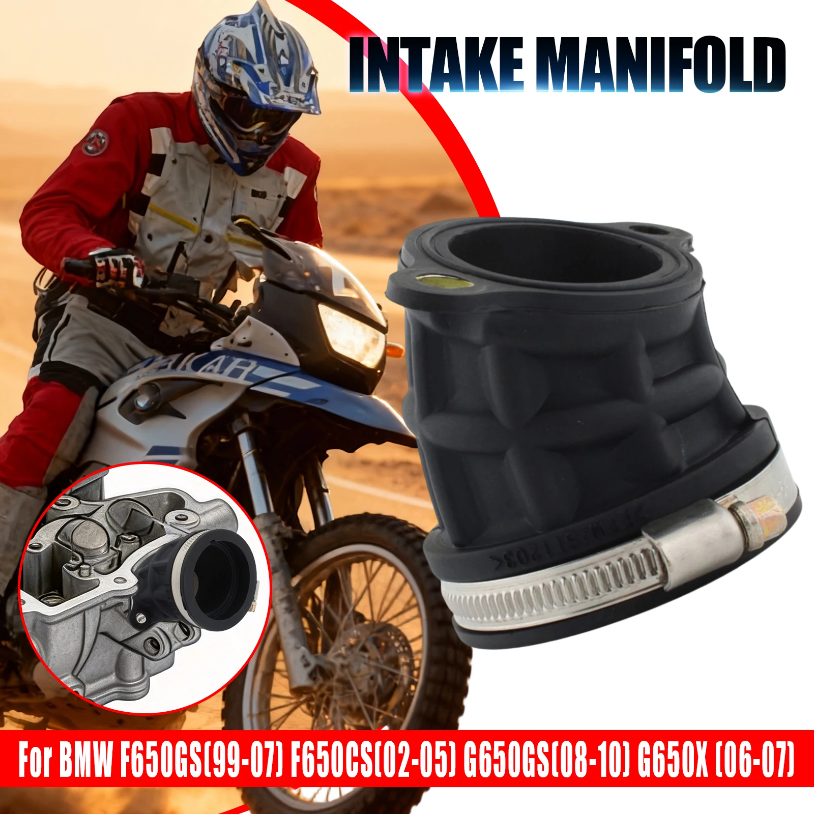 Rubber Air Intake Manifold For BMW F650GS Dakar F650CS G650GS G650X 2006-2007 Motorcycle Carburetor Replacement 11612345228