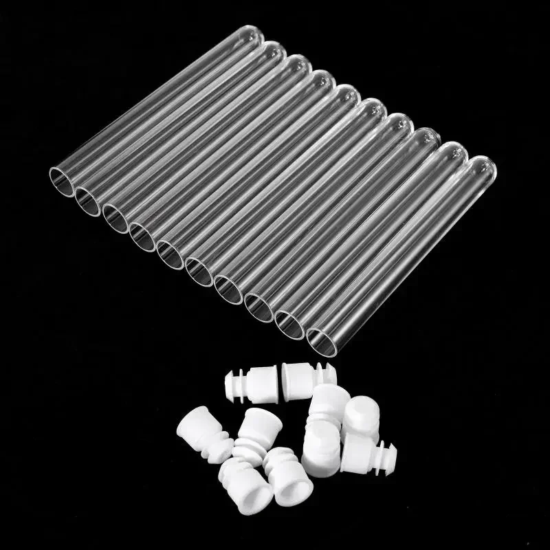 50Pcs/Pack 12x100mm Transparent Laboratory Clear Plastic Test Tubes Vials With Push Caps School Lab Supplies