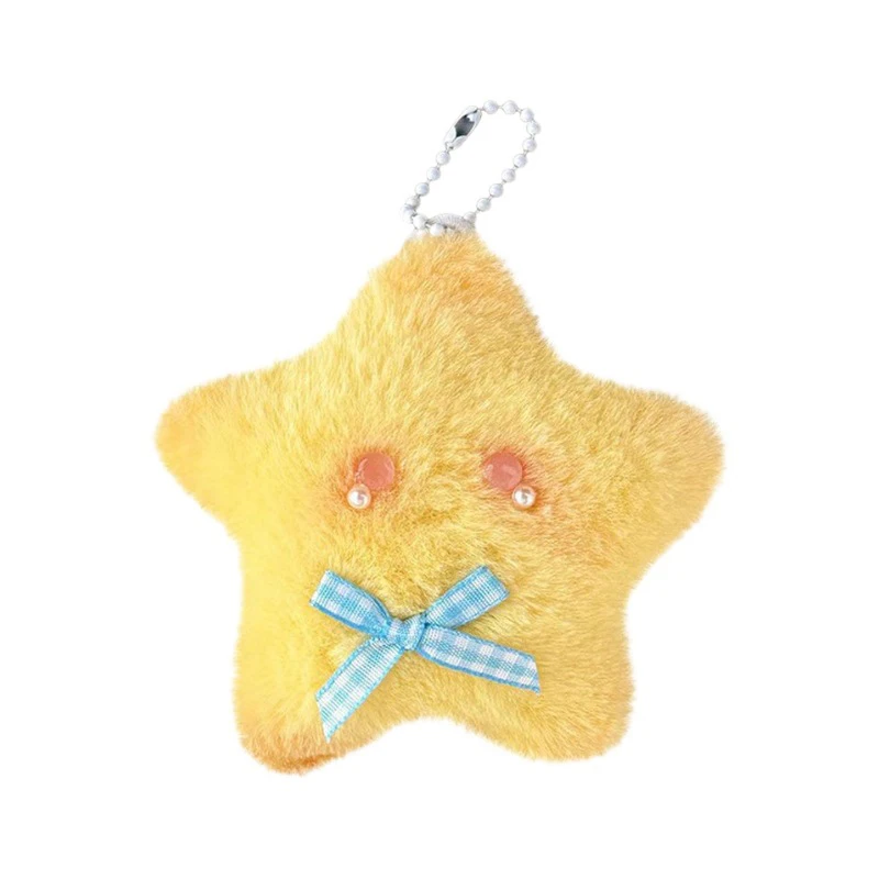 Cute Plush Toy Stars Doll Squeak Keychain Fluffy Soft Stuffed Toy Backpack Bag Pendant Charms Adorkable Gift For Kids Girlfriend