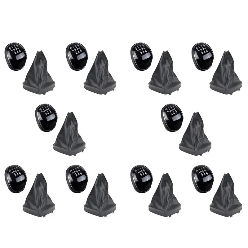 A11M-10X 6 Speed Leather Gear Shift Knob Shift Lever Gaitor Boot Cover For Ford Mondeo Mk4 (2007-2014)