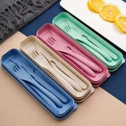 Creative portable cutlery box knife, fork and spoon set plastic student canteen travel portable three-piece set