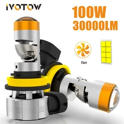 IVOTOW 2PCS 9005 9006 Led Headlight Bulb Canbus Lights With Mini Projector Lens  H11 H8 H9 H4 H7 6500K Lamp High/Low Beam