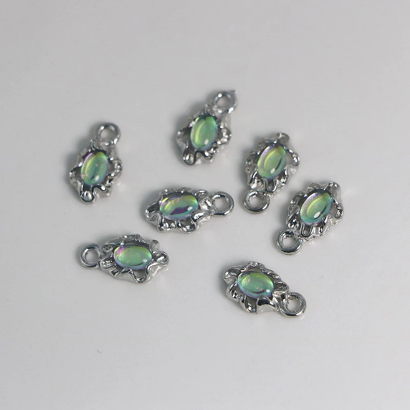 

6pcs Geometric alloy charms green Crystal linker For making DIY Jewelry Pendant Bracelet Necklace handiwork Accessories