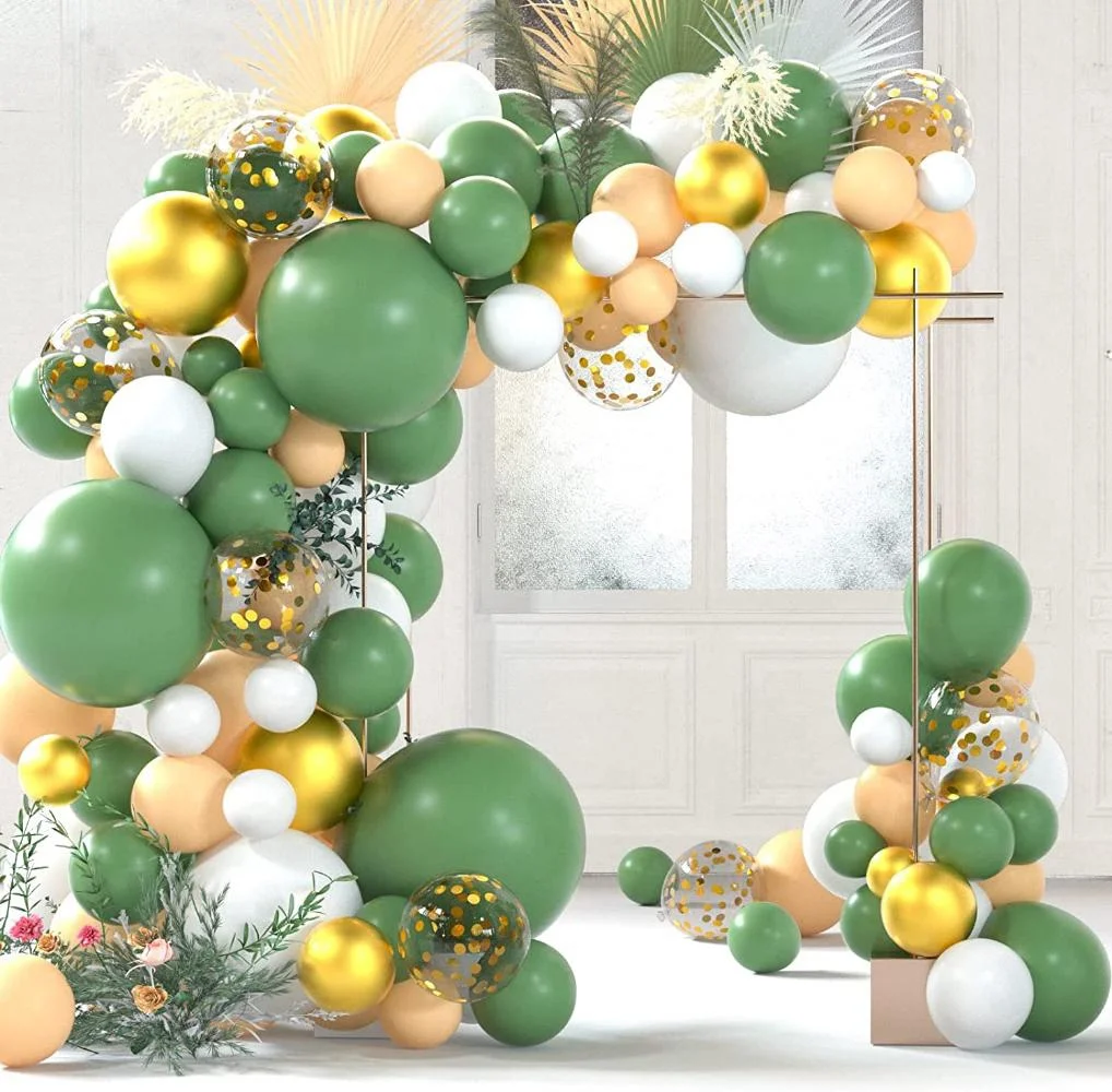 

Набор для создания арки из 114 шаров: жемчужно-розовые, зеленые с золотом - для свадебного душа в деревенском стиле, романтической свадьбы с цветами и эвкалиптовой зеленью