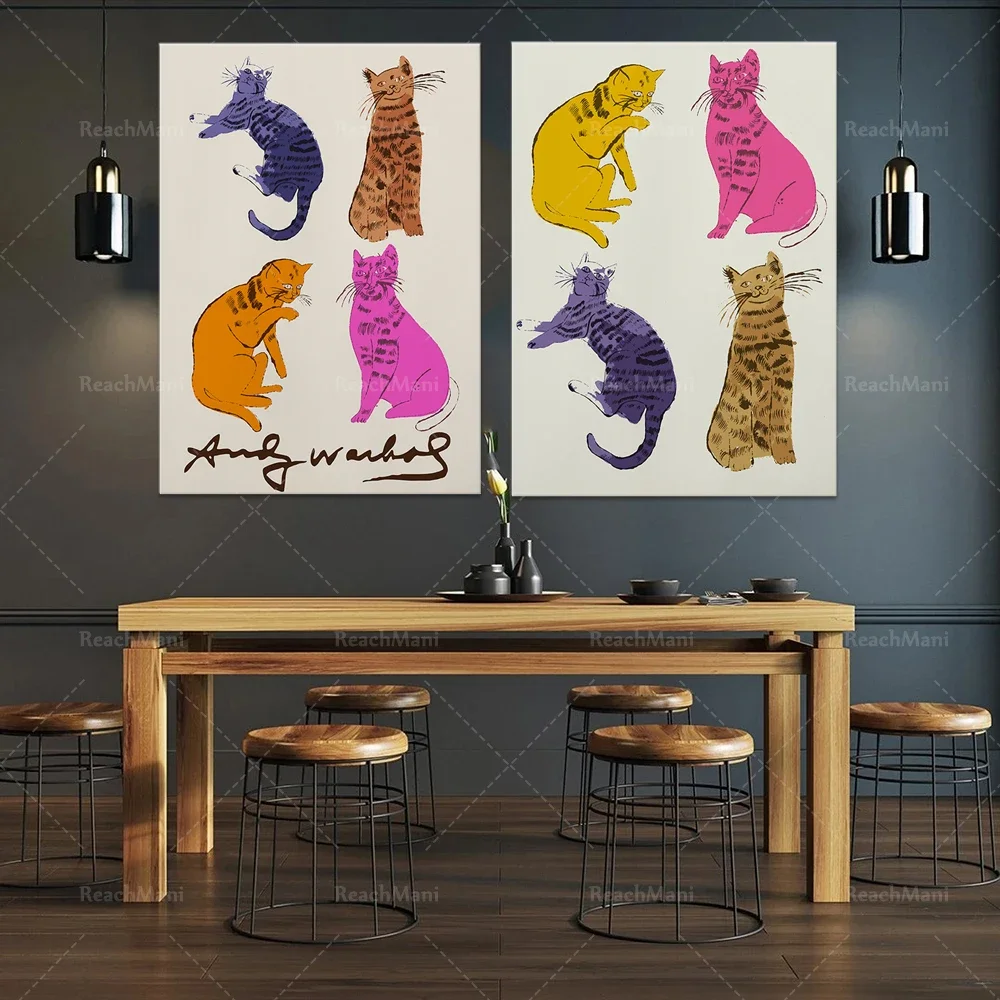 Andy Warhol cat prints, Andy Warhol cat art posters, Andy Warhol retro posters, high-quality printable posters