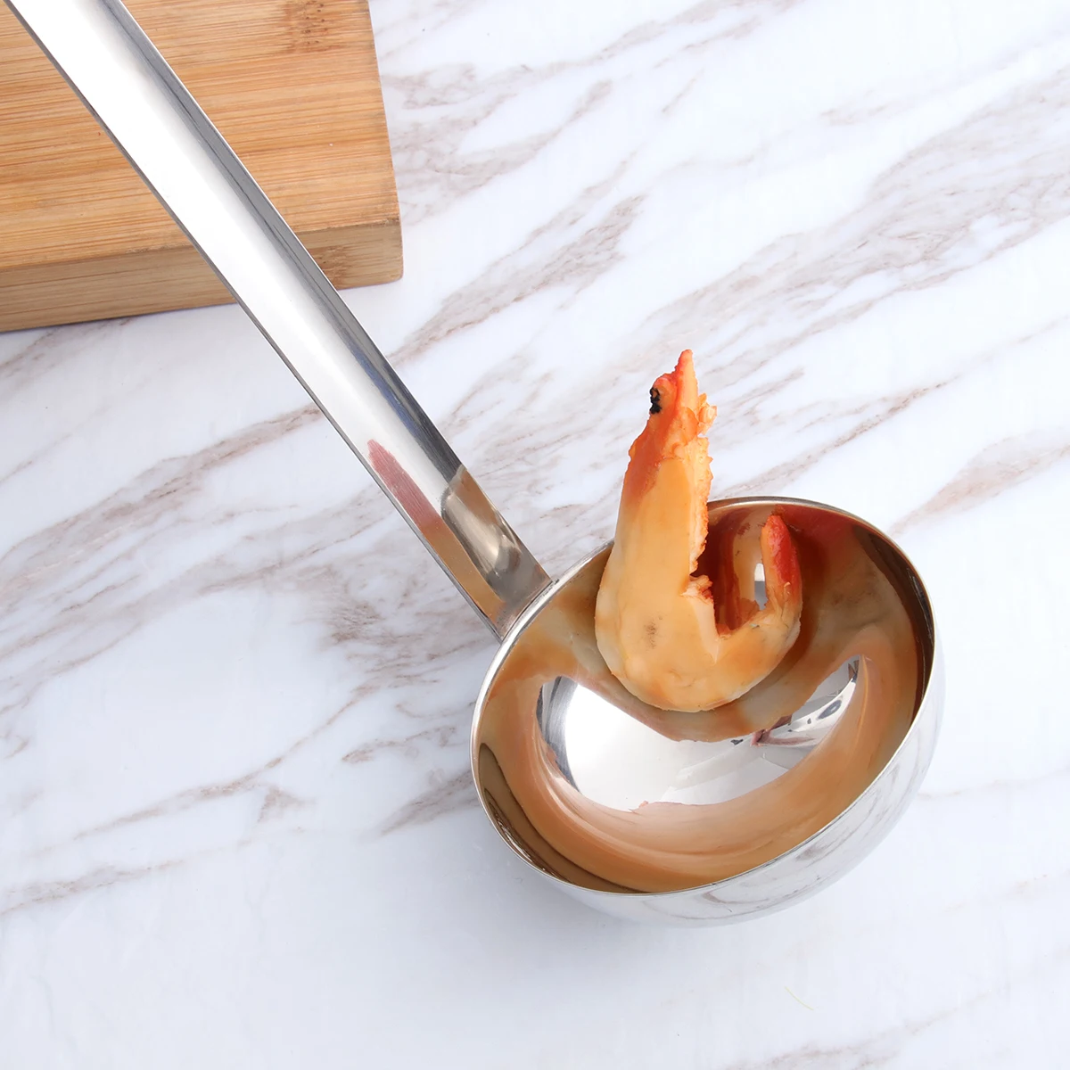 

4 Pcs Cooking Stir-frying Spoon with Hook Soup Ladle Long Handle Stainless Steel