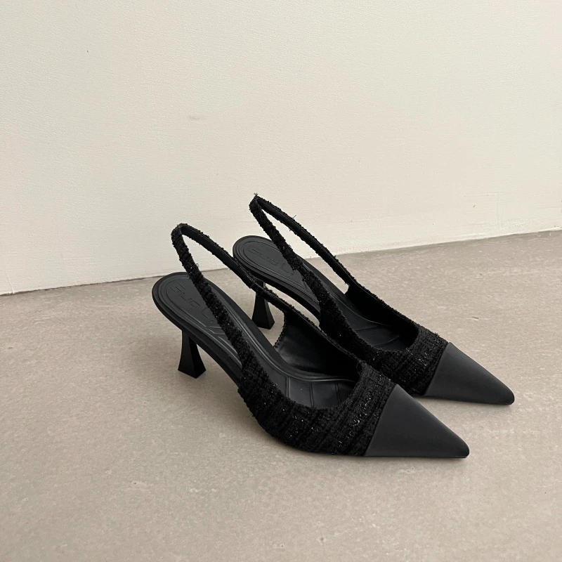 

Baotou Sandals Women's New Color Matching Pointed Head Thin Heel Medium Heel Baotou Sandals High Heel Single Shoes Women