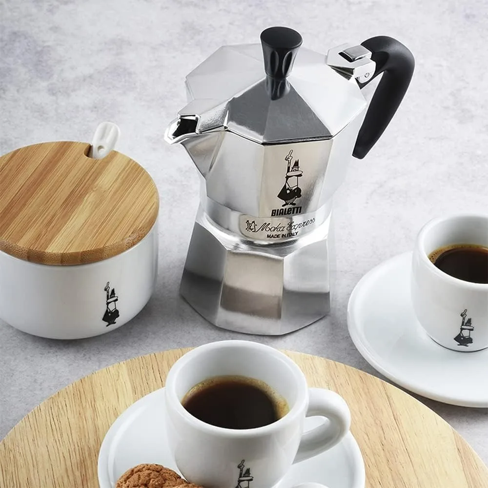 Moka Express Iconic Italian Stovetop Espresso Maker (Natural Silver, 6 Cups)