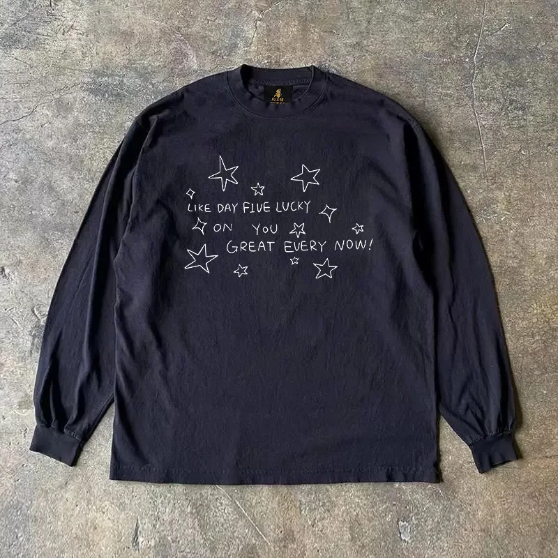 Long Sleeve 310 Pure Cotton Double Thread Unisex T-Shirt Youth Fashion Casual Wear Animal Pattern Print Warm Comfortable Fit