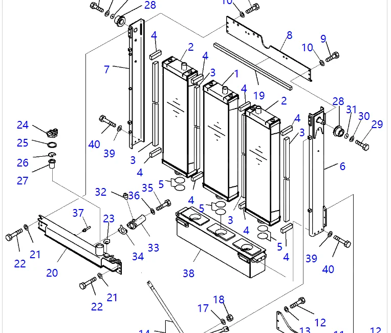 Water Radiator Core ASSY 17M-03-51110 17M-03-51111 for Komatsu Bulldozer D275A-5R D275AX-5E0